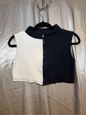 Y2K Instant Action Color block Sleeveless Mock Neck Crop Top Size Medium